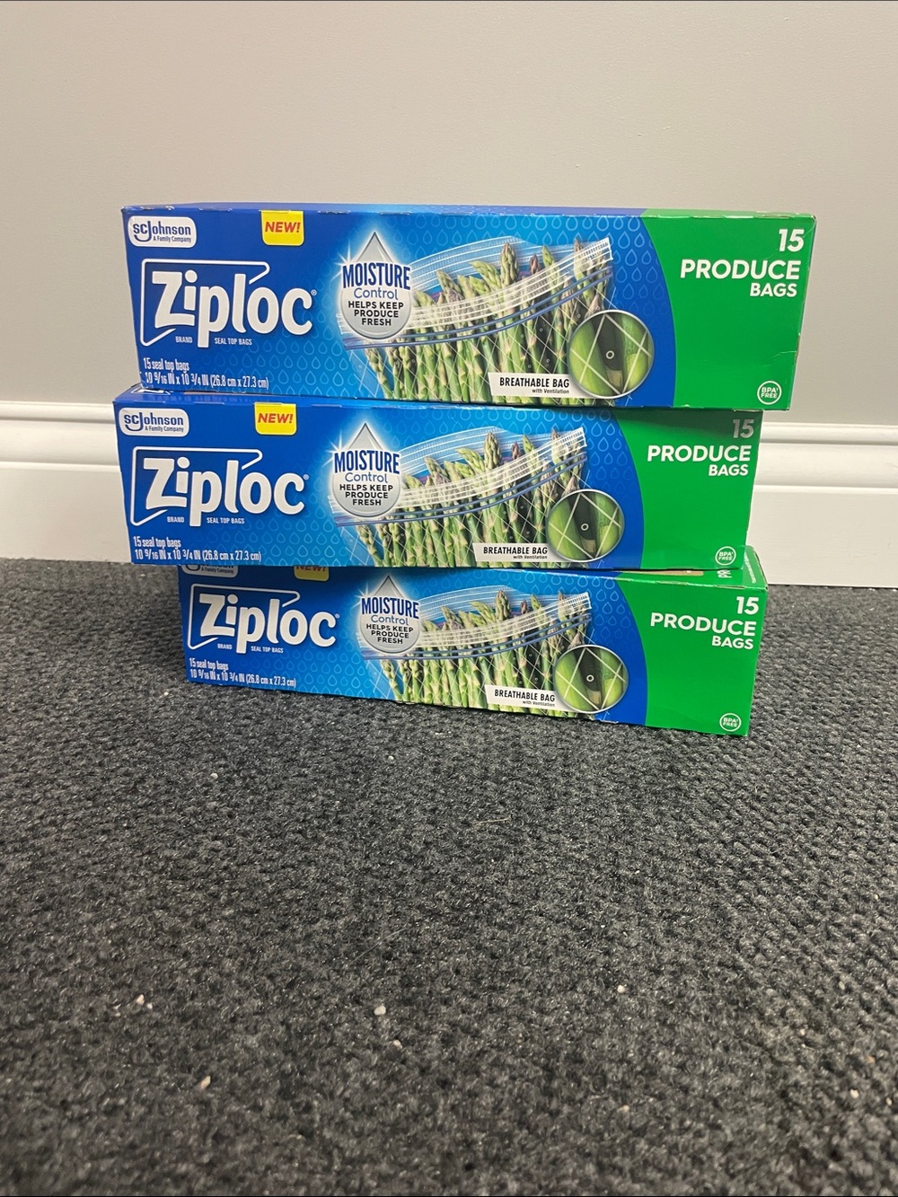 ZIPLOC Produce Bags NWT 3 boxes 45 total bags canning homesteading